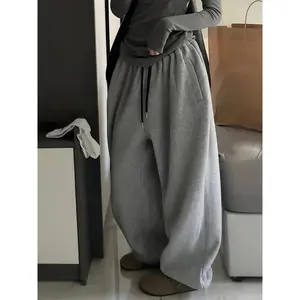 Solid Color Drawstring Jogger Pants, Casual Baggy Sporty Pants, Women's Clothing