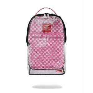 CLEAR DLX BACKPACK - CHECKED OUT (PINK DRIP)