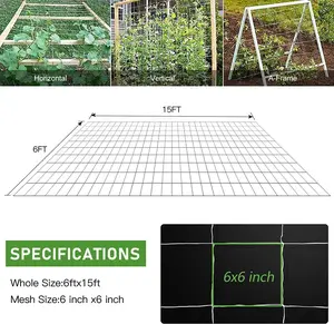 Trellis Netting, CANAGROW Heavy-Duty Garden Plant Trellis Netting for Climbing Plants, Outdoor Indoor Grow Net for Beans Tomatoes Peas Pumpkin Flowers, 6x15ft, 1 Pack