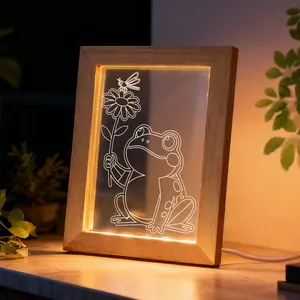 LIVEKEY Glowing Frog Memorial LED Night Light - Custom Pet Loss Gift, Portrait Frame with Soft Illumination, Bedside Lighting, Creative Desktop Ambiance Piece for Animal Lovers' Home Decor, Versatile Use