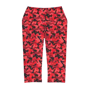Red Camo Yoga Capri Leggings