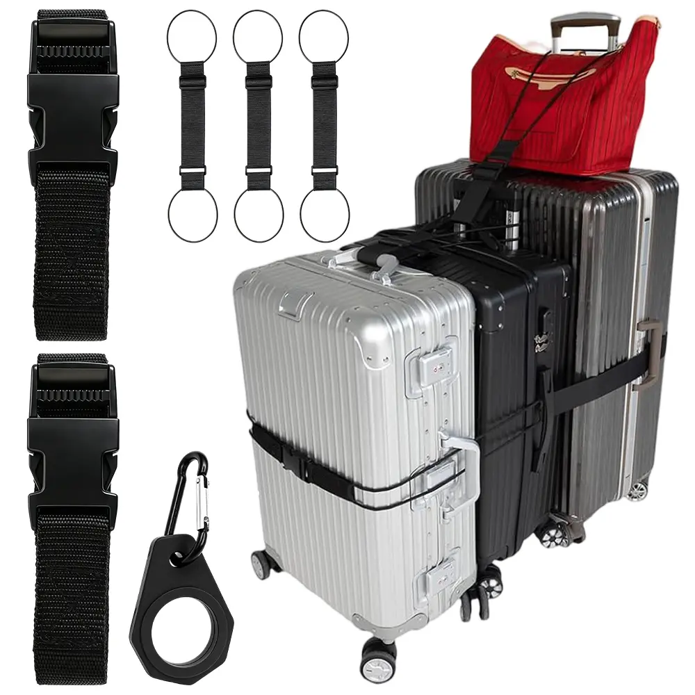6PCS Travel Luggage Straps, Adjustable Elastic Suitcase Connector Straps with Anti-Slip Clips and Quick-Release Buckles for Bags Backpacks and Camping