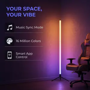 RGB Floor Lamp, Smart LED Corner Light with Music Sync, APP Control & Remote, Color Changing Mood Lighting for Bedroom Gaming Room, Led Lights, Lights For Bedroom