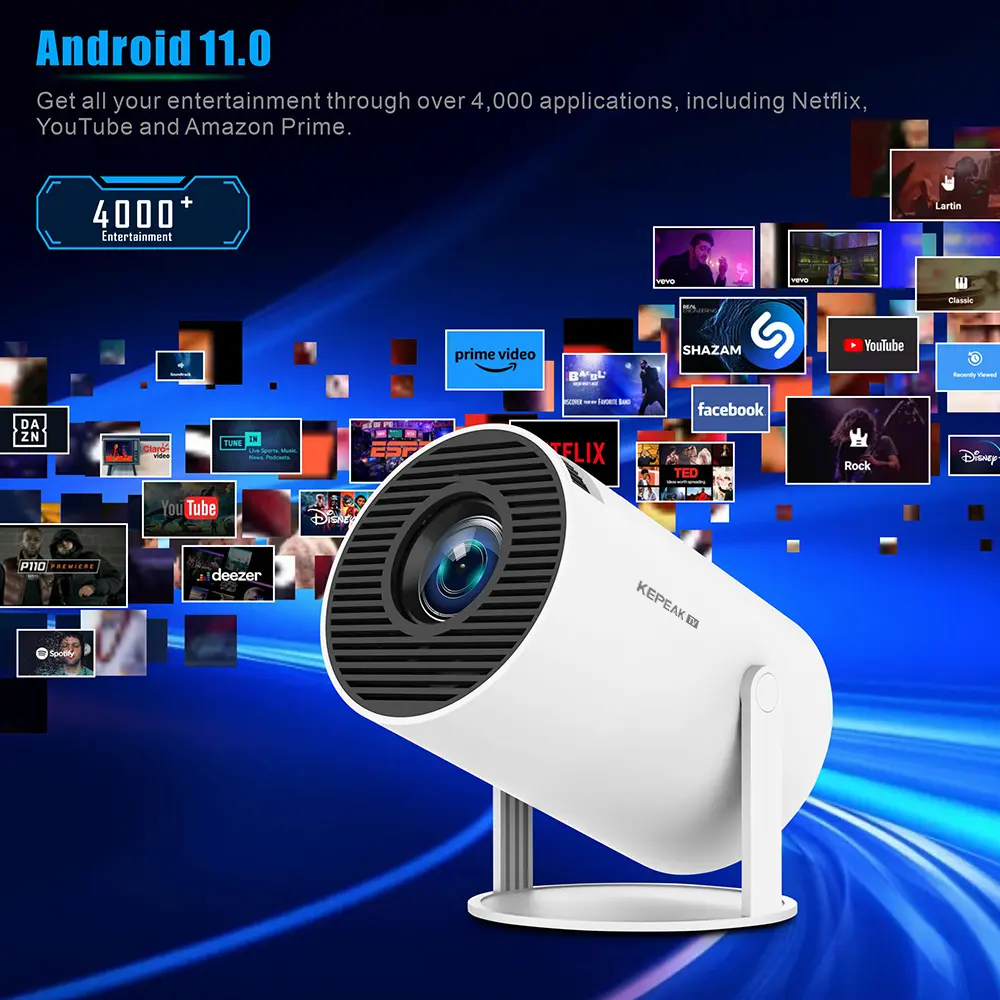 Portable Dual-Source Android Projector-Turn Any Spot into a Movie Theater! Portable Projector for Camping & Bedroom | Mini 4K Smart WiFi+BT，Best Mini Projector Under $100!? 130-Inch 720P Smart Projector for Netflix & Movies cosy projector
