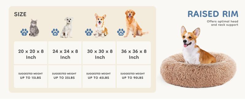 Sweetcrispy Official Soothing Donut Pet Bed for Cats & Pups | Machine-Washable Cozy Nest | Plush Waterproof Faux Fur | Non-Slip Base for Small Breeds Sweetcrispy Official Soothing Donut Pet Bed for Cats & Pups | Machine-Washable Cozy Nest | Plush Waterproof Faux Fur | Non-Slip Base for Small Breeds
