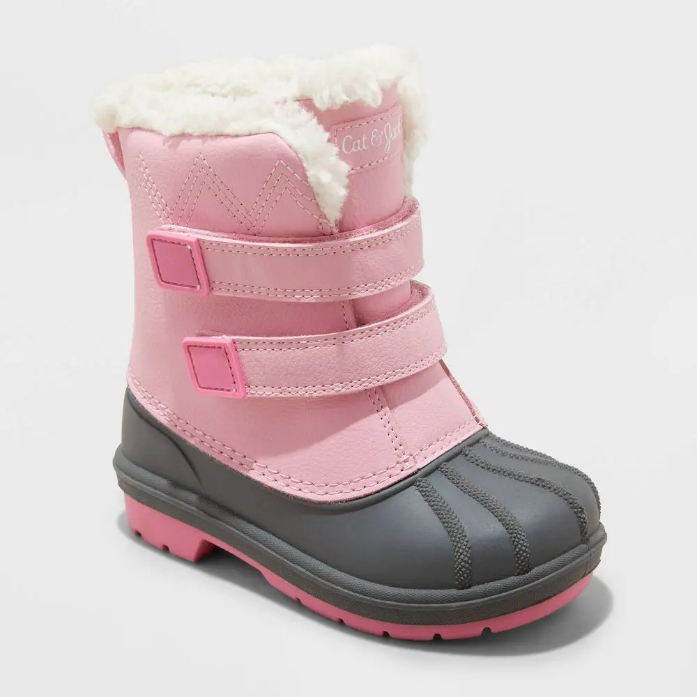 Cat & Jack Toddler Faux Fur Hook-And-Loop Mid Calf Winter Boots Waterproof, Footwear Boot, Solid Cat & Jack Toddler Faux Fur Hook-And-Loop Mid Calf Winter Boots Waterproof, Footwear Boot, Solid