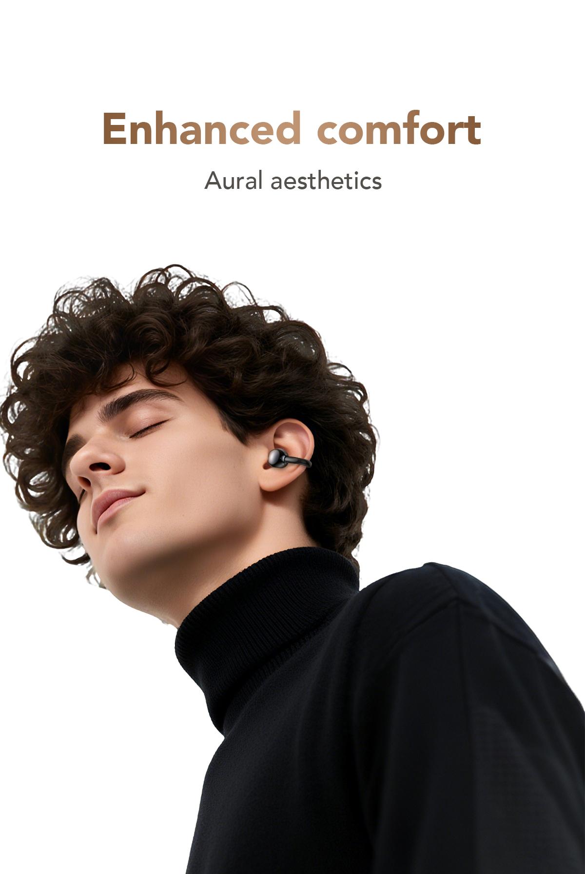 MINISO Clip On Earbuds Wireless Headphones with Bluetooth 6.0 Earphones, Stable Connection & Low Power Use, DT6.0 Pulse Directional Tech, 360° ACS Panoramic Sound, IPX5 Waterproof Audio Earbuds for Music & Calls, Comfortable for Sports