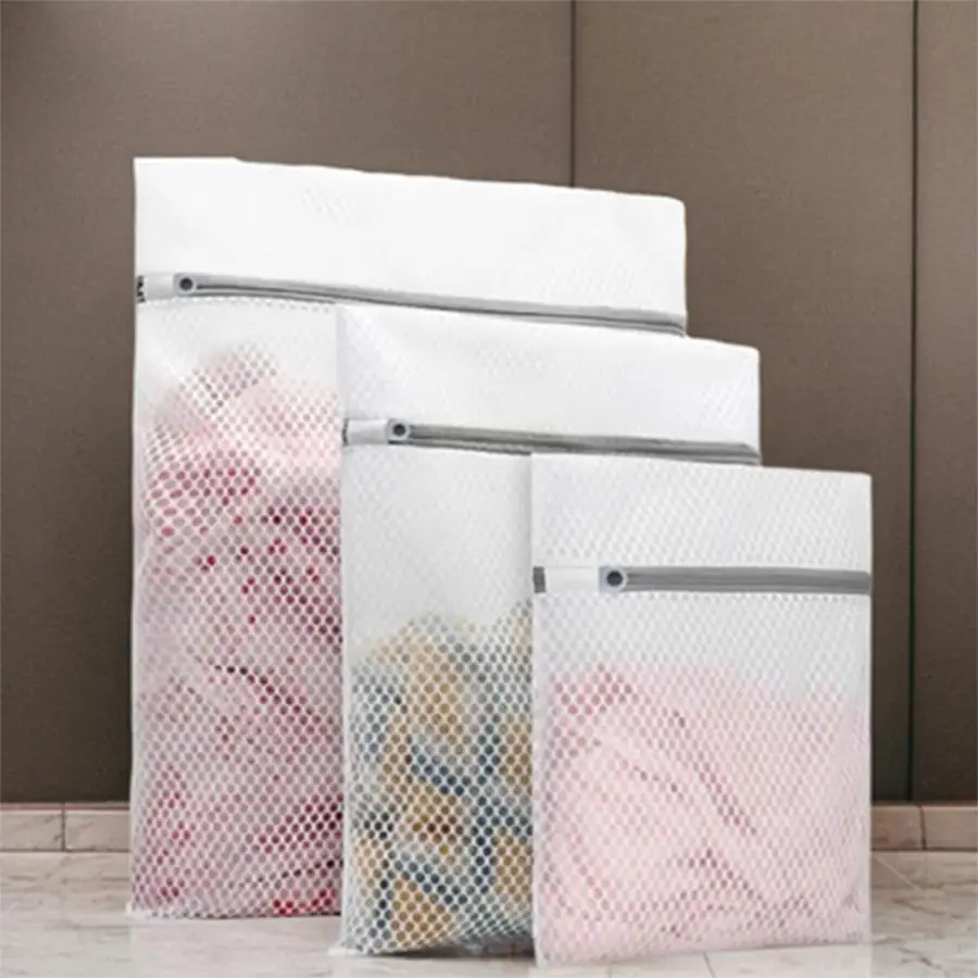 Laundry Bag Set, 3 Counts/set Washing Machine Bag Laundry Accessories, Zipper Designed Mesh Laundry Bag for Blouse, Hosiery, Stocking, Laundry Hamper,