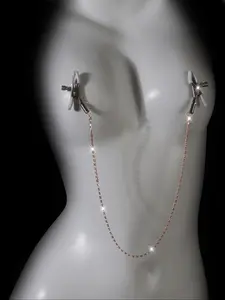 Sensual Body Chain Nipple Clamps for Women, Double-Head Design with Regular Clips, Sexy Body Jewelry Accessory