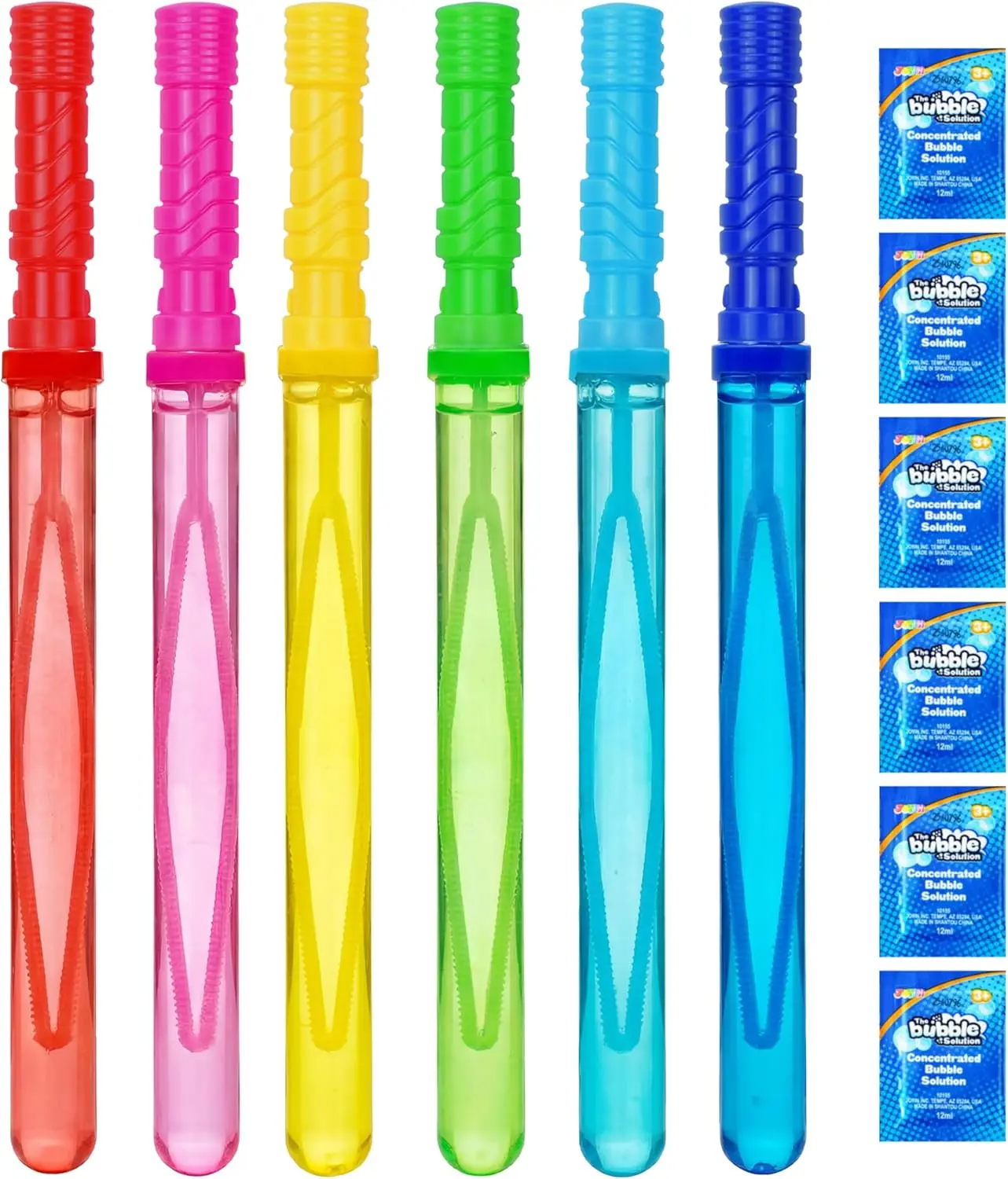Summer Spring Gifts  14.6’’ Big Bubble Wands for Kids, 6 PCS Bubble Wand with Refill Solution for Summer Toy Party Favor, Outdoors Toy Activity, Easter Basket