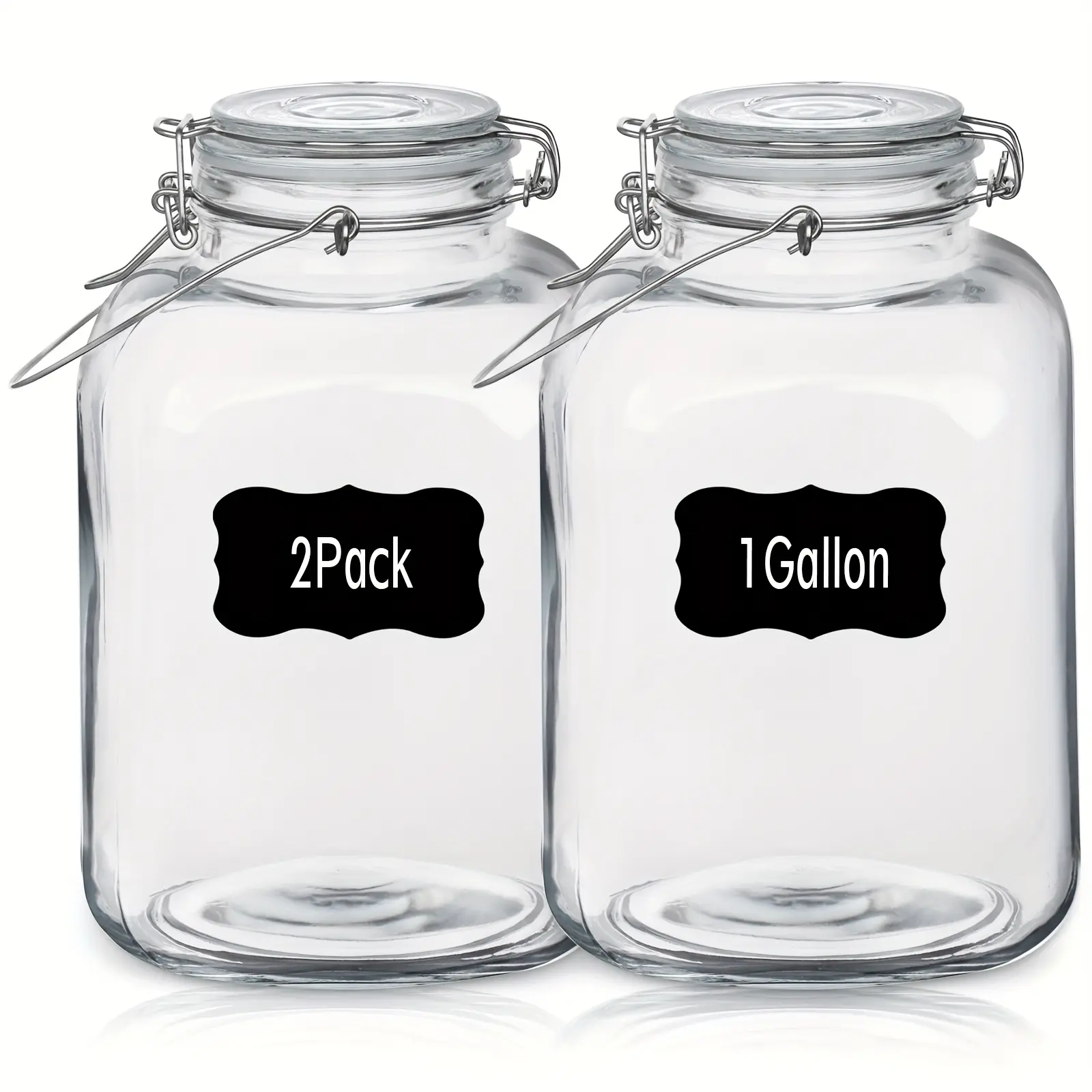 128 oz Large Square Glass Mason Jar, 1 Gallon Airtight Pantry Container with Locking Lid and Handle for Fermenting, Preserving and Dry Food Storage