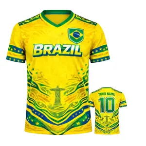Core Sportswear - Personalized Brasil 2026 Soccer Jersey, Custom Name Number Football Jersey, Green Yellow V-Neck Brasil Flag Game Day Shirt,Brasil Fan Jersey, Great Gift for Players and Fans, Soccer Lover Outfit Idea