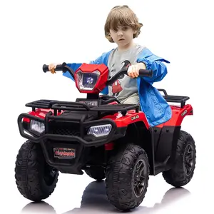GARVEE 12V Ride-On ATV Electric Vehicle for Toddlers with High/Low 2.2mph Safety Speed, Forward/Backward Movement, LED Lights, Music, and USB - Perfect Gift in Red
