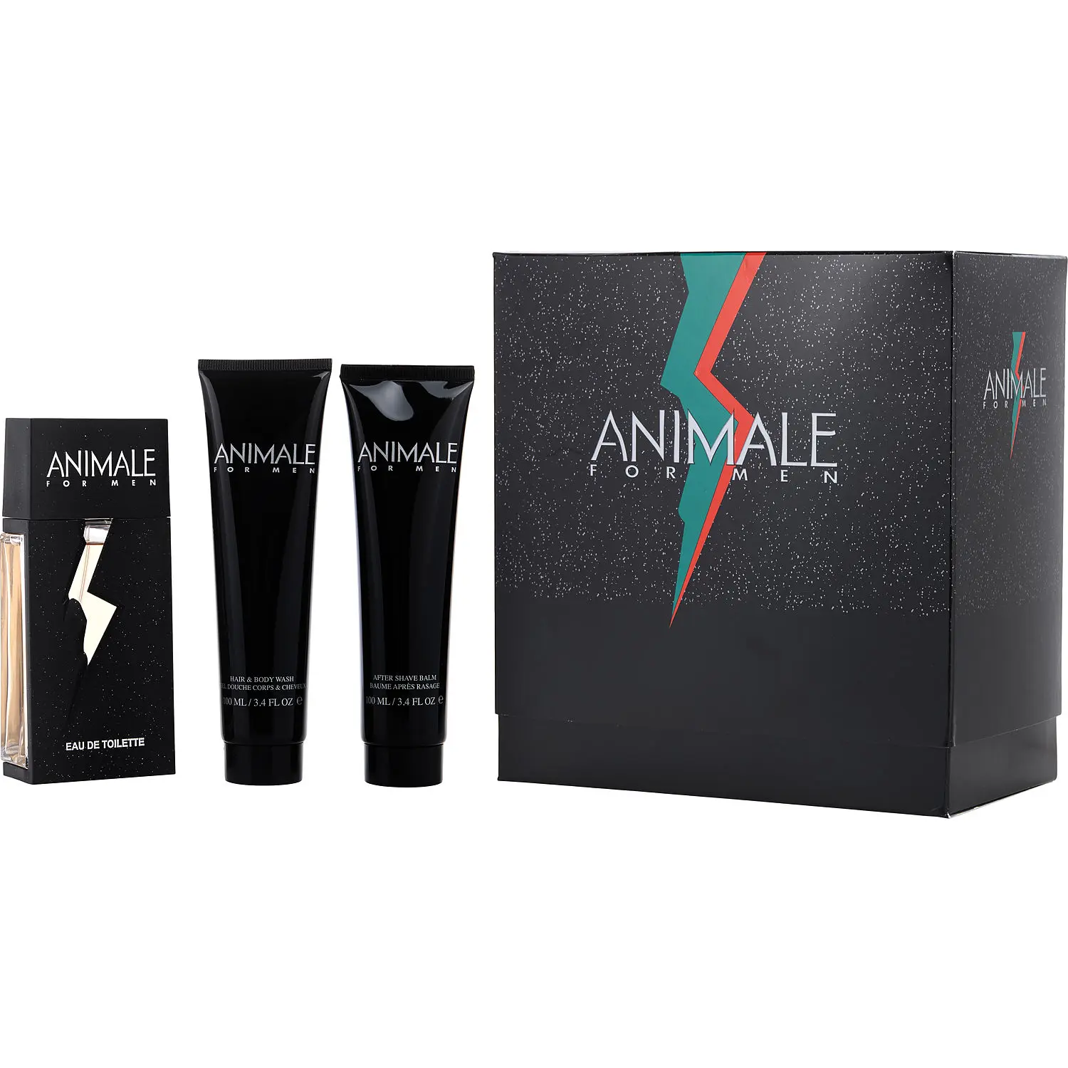 Animale Set-Edt Spray 3.3 Oz & Aftershave Balm 3.4 Oz & Body Wash 3.4 Oz For Men