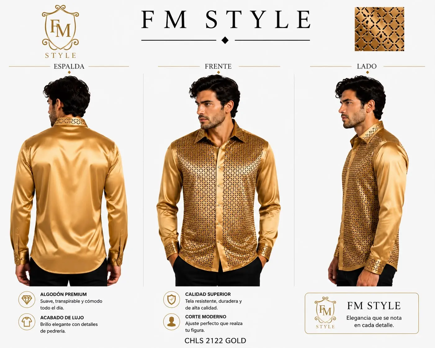 FM Style Royale Gold – Premium Men's Luxury Dress Shirt
