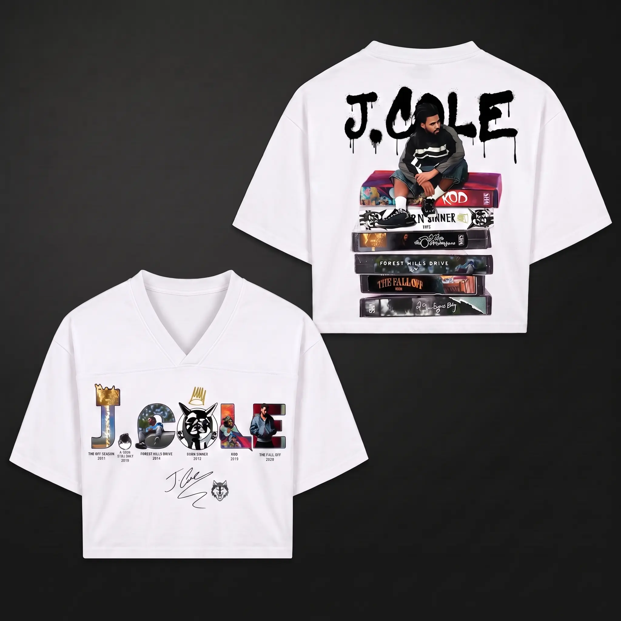 Personalized J Cole Tour Crop Top Football Jersey, Custom Name Shirt, Vintage Concert Crop Jersey Gift for Fans
