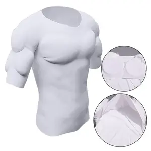 Men's shapewear Man Shaper False Muscle Chest T-Shirt Cosplay Bodysuit Elastic Fake Shoulders Padded Underwear Sport Compression T-Shirts Bra