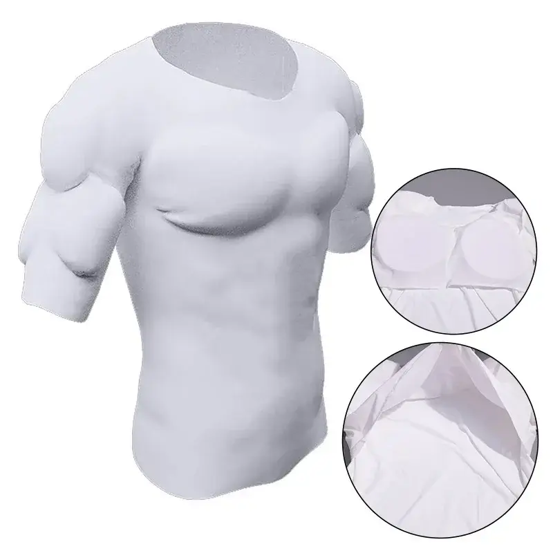 Men's shapewear Man Shaper False Muscle Chest T-Shirt Cosplay Bodysuit Elastic Fake Shoulders Padded Underwear Sport Compression T-Shirts Bra