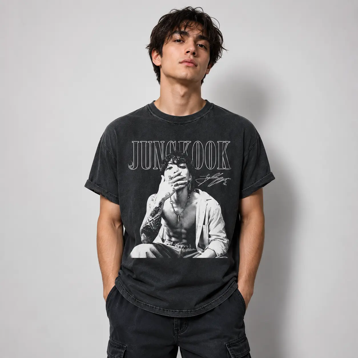 Vintage Washed Inspired Kpop T-shirt, Unisex Concert Fan T-Shirt, Music Festival Streetwear Shirt
