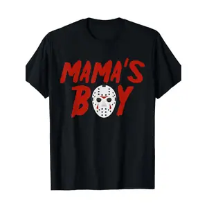 Friday the 13th Inspired Graphic T-Shirt Featuring Jason Voorhees Mask Unique Horror Design in Black and Red Soft Cotton Short Sleeve Casual Wear