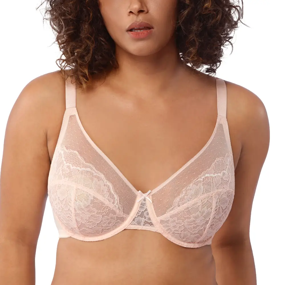 HSIA Enchante Floral Lace Underwire Unlined Unpadded Non-Padded Minimizer Plus Size Full Coverage Bra