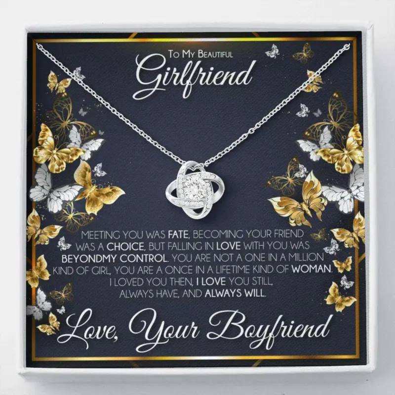 Girlfriend Necklace, Valentine’S Day Necklace Gift With Message Card For Girlfriend, Gift For Fiance, Gift For Her, To My Girlfriend, trendy jewelry, romantic gift, layered styles, meaningful designs, fashion accessories.
