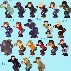 Resident Evil 2, 3, 4, 8, and 9 holographic silly lil guys Acrylic Keychain