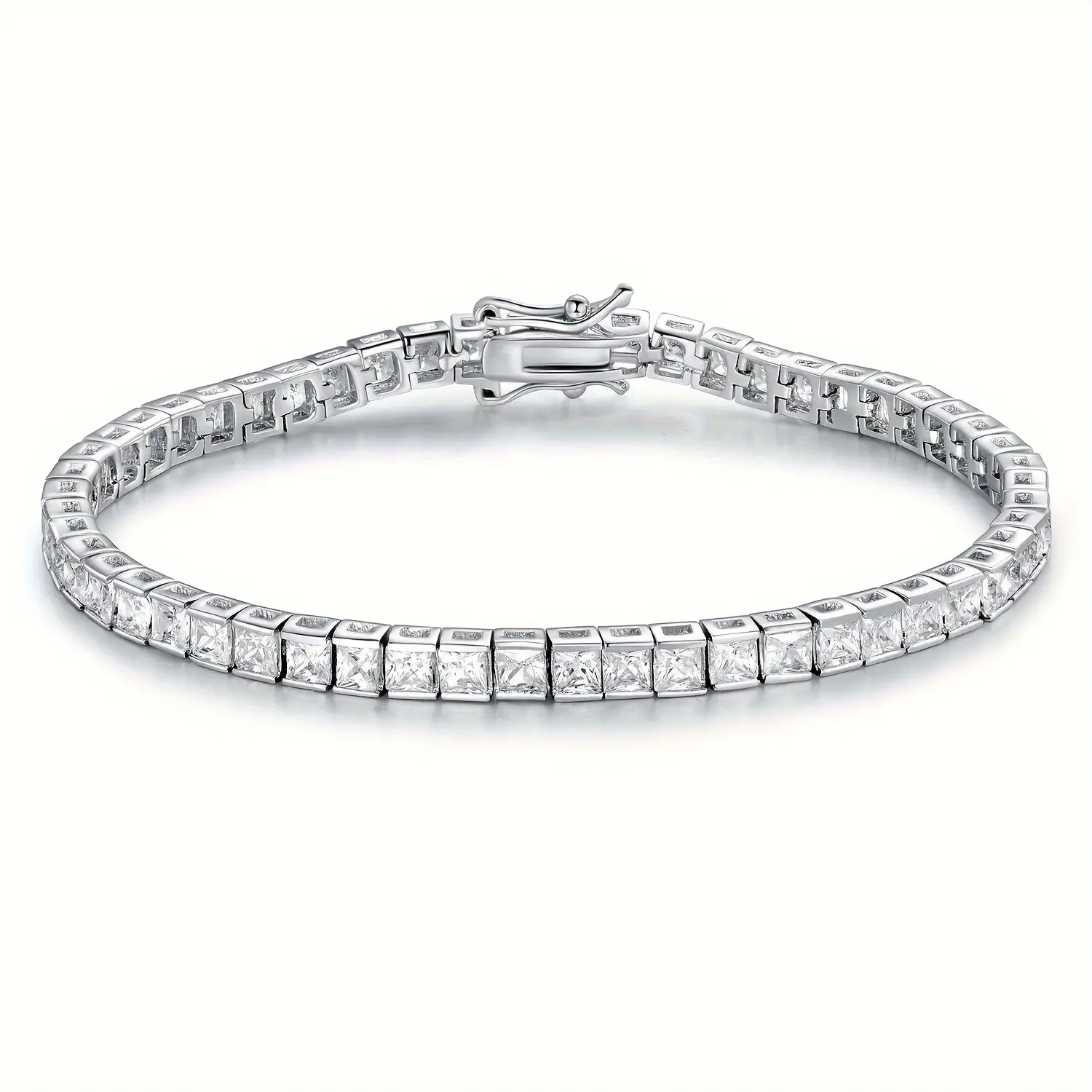 GEMESME Classic Gold Tennis Bracelet for Women, Gold-Plated Daily Arm Candy Accessories with Square Cubic Zirconia, Exceptional Clarity, Gold Tennis Bracelets & Bangles
