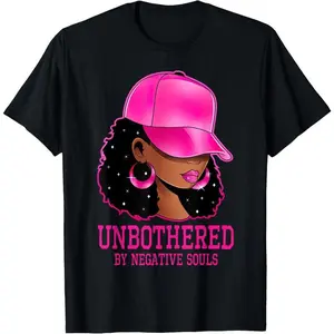 100%cotton African American Afro Queen Sassy Black Woman Unbothered T-Shirt Top Vintage