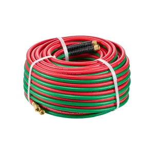 VEVOR Oxygen Acetylene Hose, 1/4-Inch x 100FT Oxy Acetylene Hose with 9/16"-18 B Fitting, 300PSI T Grade Welding Cutting Torch Twin Hose, Compatible with Oxygen, Acetylene, Propane and Other Fuel Gas