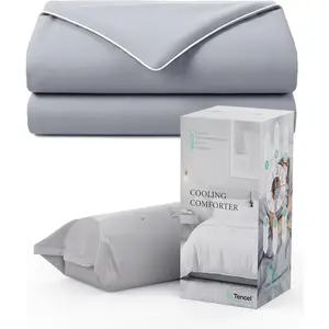 Cooling Comforter, Cooling Blanket for Hot Sleepers,  Season Lightweight Comforter for Night Sweats, Down Alternative Duvet Insert, Blanket for Night Sweats,  - 90"x90"(Mist Gray)