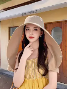 Women's Summer UV Protection Sunscreen Leisure Hat, Large Brim Sunshade Shawl Cap, Outdoor Neck & Face Cover, Fashionable Fishing Hat, Beach Sun Hat, Beach Visor Hat, New Arrival