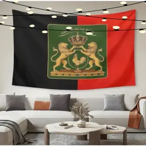 Haiti Hayti Empire Flag with Lion Design and Text "Libete Ou "Lanmó"