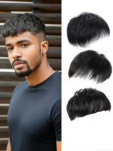 16x18CM Men's Toupee Hair Toppers With Clips Invisible Hairpiece Human Hair Extensions Men's Wigs Short Hairs Handsome Top Replacement Films Hand Made Natural Style For Loss Hair And Thinning Hair for Daily Wear Real Human Hair