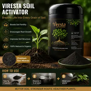 Viresta Soil Revitalizer, Concentrated Humic Acid Soil Conditioner for Lawn, Garden, Fruit Trees, Vegetables & Potted Plants, Makes up to 266 Gallons, 13.8 oz