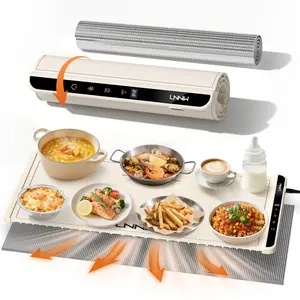 LNNIW Updated Electric Food Warming Mat with 6 Temperature Levels & 6-Hour Timer, Faster Full Surface Heating Mat, Roll Up Food Warmer for Holiday Parties & Buffets