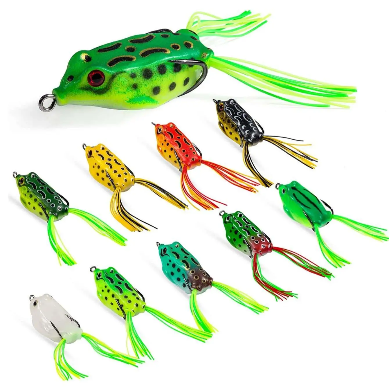 10pcs Ray Frog Baits, Summer Soft Fishing Lures, Mixed Size Simulated Frog Baits Fishing Baits, Outdoor Fishing Accessories, Swimbait Floating Bait fo