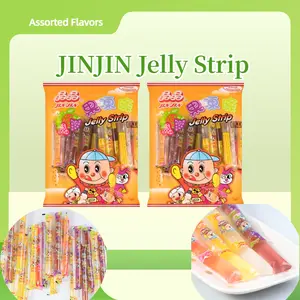 JINGJING Set of 2 Packs Jin Jin - Jelly Strip (Jelly Filled Straws in Assorted Flavors) - Net Wt. 14.7 Oz. *2