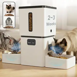 Automatic  Feeder for 2 Cats - Two  Cameras Easy Setup 5GHz  WiFi   Dispenser with  Night Vision - 8L Pet Feeder with Dual Bowls for Multi- & Small Dogs Indoor