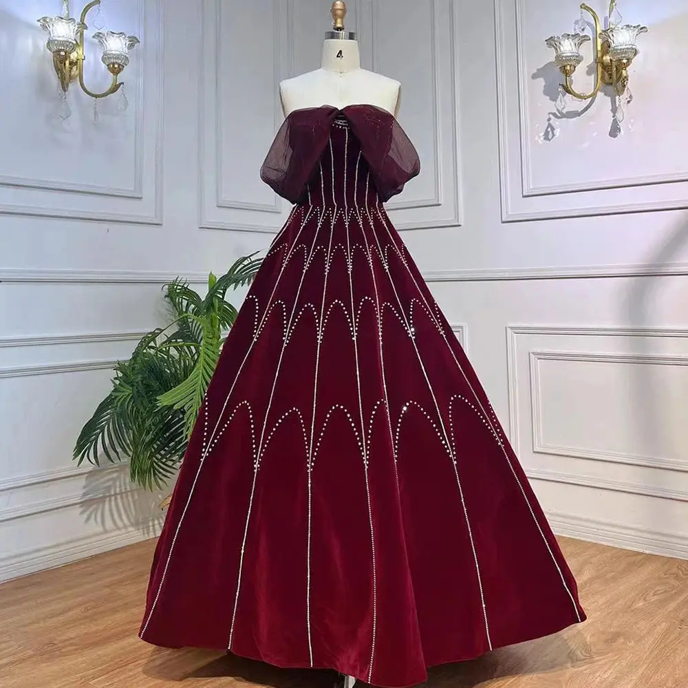 winter evening dresses for wedding Serene Hill Arabic Luxury Dubai Mermaid Elegant Lilac Shawl Yarn Beaded Evening Dresses Gowns 2025 For Women Party LA72186 Lilac / 2 main image 1