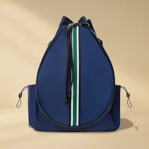 Tennis Bag - Convertible Racket Backpack - Navy/Green Stripe