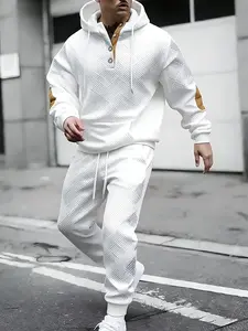 Men's Casual Fashion Set: Two-Piece Knitted Jacquard Hoodie and Pants