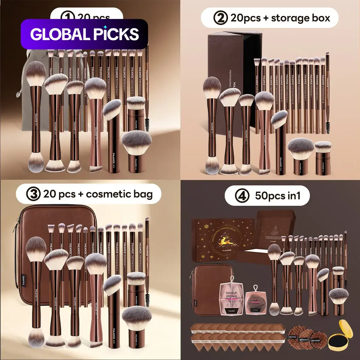 MAANGE Professional Soft Makeup Brush Set, Multifunctional Cosmetic Brushes for Powder, Liquid, and Cream Products #GLOBAL PICKS