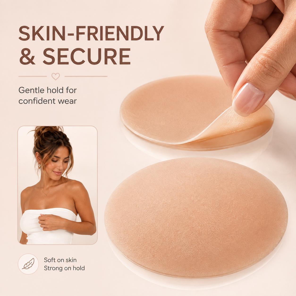 Nipple Covers Reusable Silicone Nipple Covers - Invisible, Seamless, Adhesive Pasties for Women-Reusable, Sticky Breast