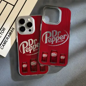 Dr Pepper Lover Pattern Individual Funny Chic Aesthetic Pattern Casing For iphone 16 15 14 13 12 11 PRO MAX PLUS Soft TPU Translucent Stripe Streak Fringe Stylish Silicone Gift Shockproof Protection Anti-Drop Protective Protector Phone Cases Shell Cover