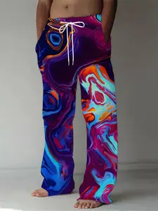 Men's retro style loose straight leg pants - casual drawstring, polyester, machine washable - perfect choice for autumn and winter seasons