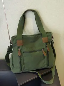 Leisure, minimalist, color blocking, practical and comfortable tote bag with multiple pockets, reasonable separation, multifunctional, large capacity shoulder bag, casual commuter bag, suitable for shopping & travel, Tote Shoulder Bags, Casual Fashion Bag