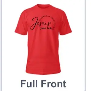 Jesus la vida y le Camino shirt Full Front Red T-Shirt with Juan 14:6 Design