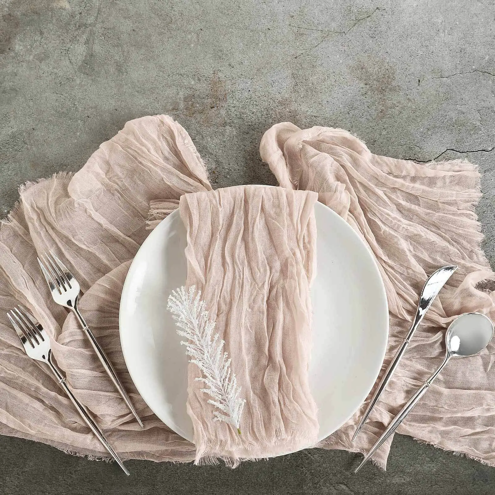 5 Pack Gauze Cheesecloth Napkins 24"x19" Nude Beige - Reusable Boho Dinner Napkins