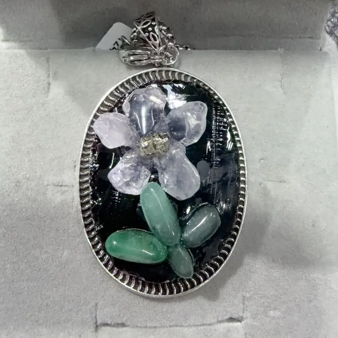 Wen(9446)gc.Black obsidian pendant